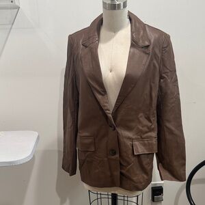 Lucy Paris Brown Leather Blazer Jacket